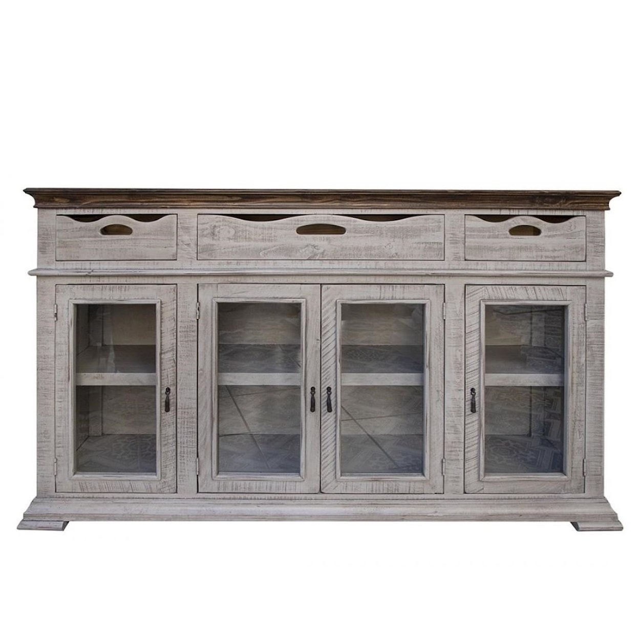 VFM Signature Gray Console with 3 Drawers and 4 Doors