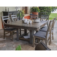 Rustic 54" Square Dining Table with 6 Chairs