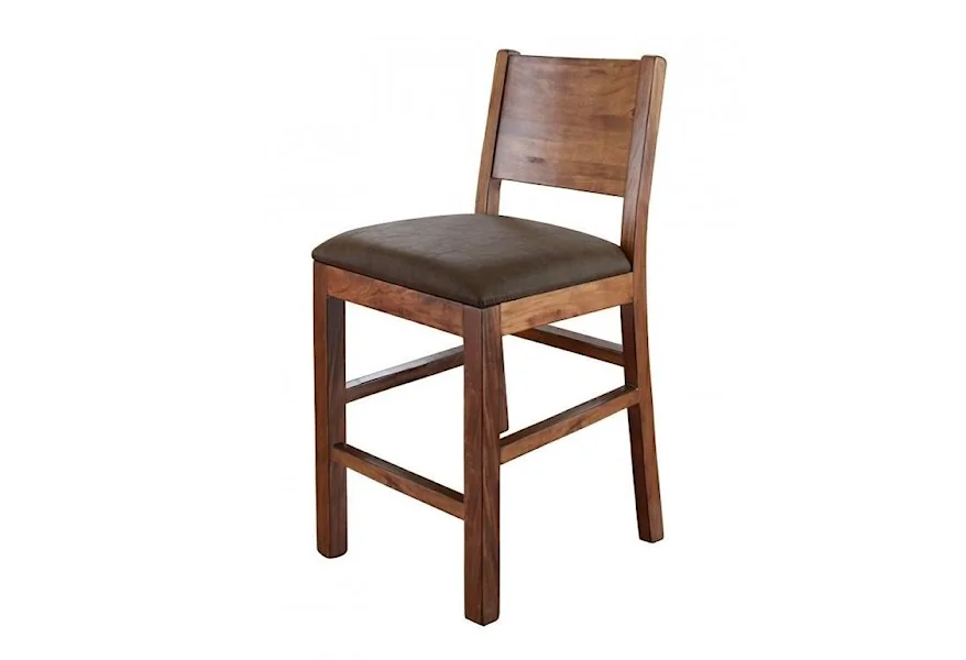 Parota Bar Stool with Faux Leather Seat by International Furniture Direct at VanDrie Home Furnishings