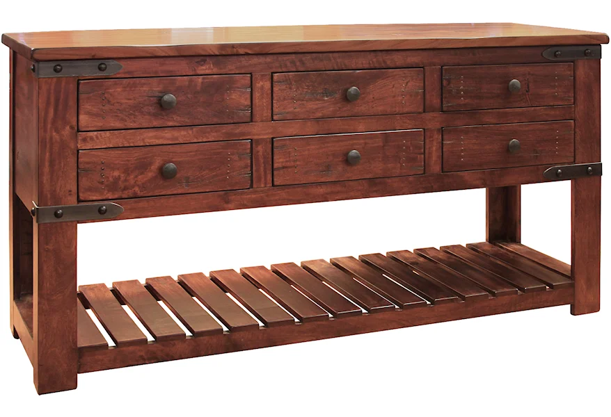 Parota Sofa Table with 6 Drawers by International Furniture Direct at VanDrie Home Furnishings