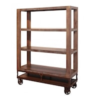 55 Inch Bookcase with 3 Shelves and Casters