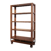 70 Inch Bookcase with 4 Shelves and Casters