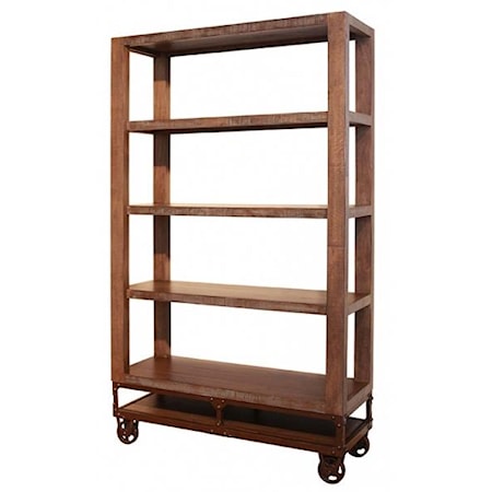 70 Inch Bookcase with 4 Shelves and Casters