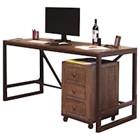 Writing Desk with Wood Top and Iron Base