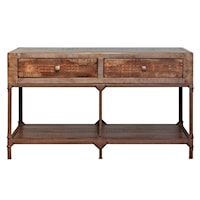 Rustic Contemporary Sofa Table with 2 Drawers