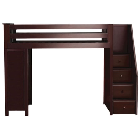 Brighton Twin Staircase High Loft Bed in Esp