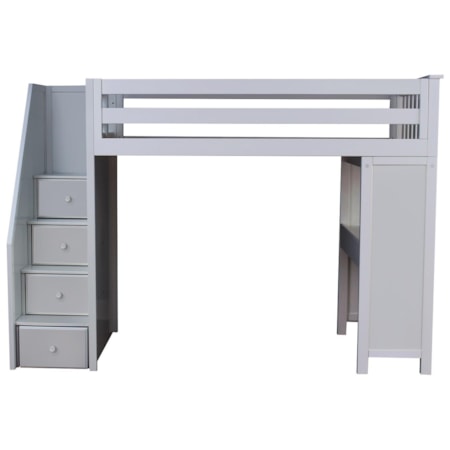 Brighton Twin Staircase High Loft Bed in Gre