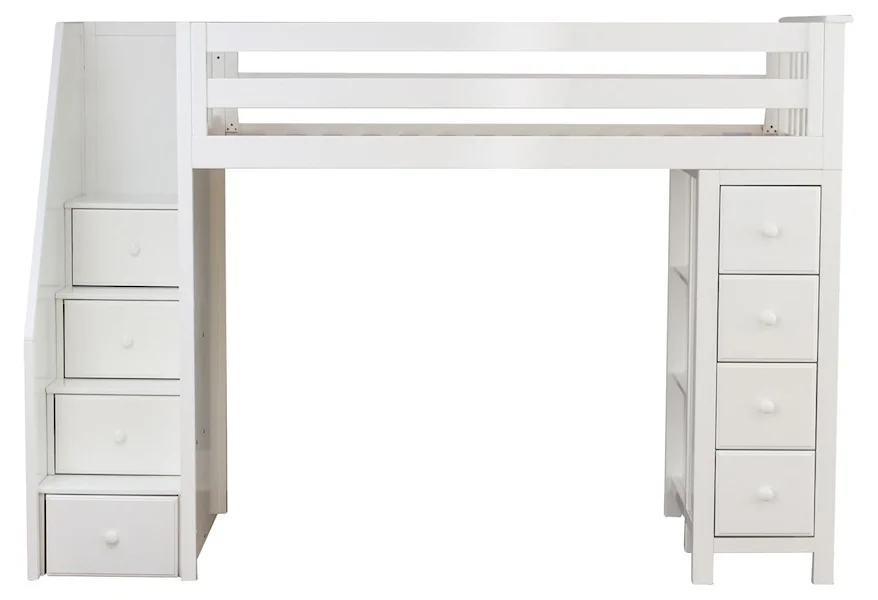 All-In-Ones Oxford Twin Staircase High Loft bed in White by Jackpot Kids at Belfort Furniture