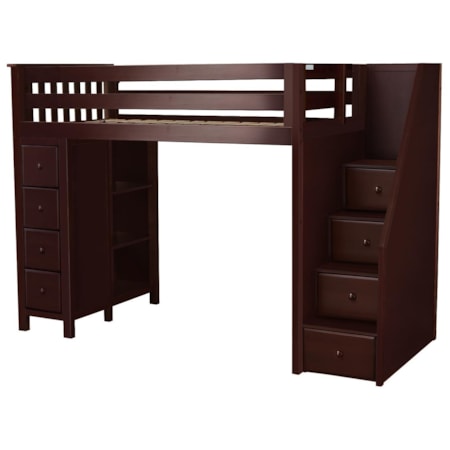 Oxford Twin Staircase High Loft Bed in Espre