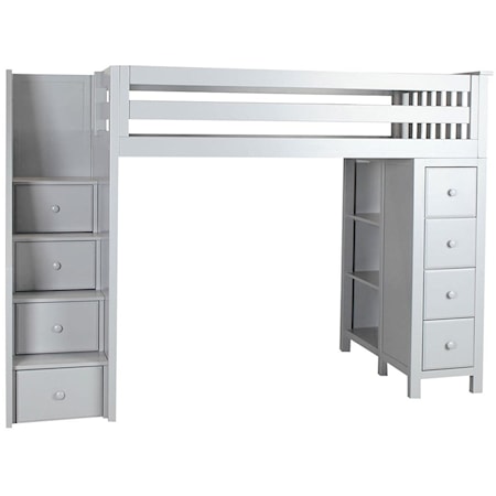 Oxford Twin Staircase High Loft Bed in Grey
