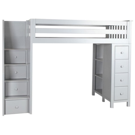 Oxford Twin Staircase High Loft Bed in Grey