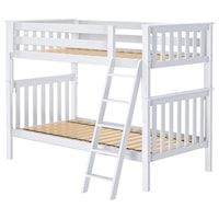 Bristol 1 Twin/Twin Bunk Bed in White w/Angle Ladder