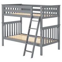 Bristol 1 Twin/Twin Bunk Bed in Grey w/Angle Ladder
