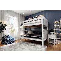 Cambridge Full/Full Bunk Bed in White w/Straight Ladder