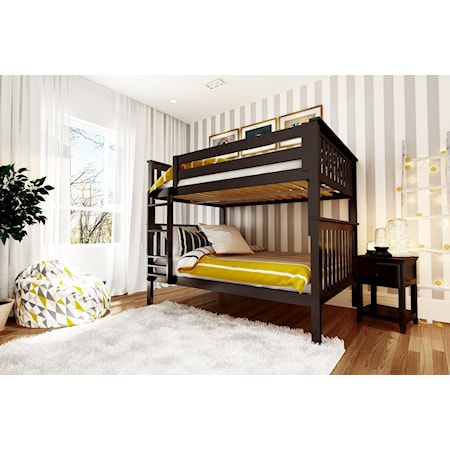 Cambridge Full/Full Bunk Bed in Espresso w/Straight Ladder