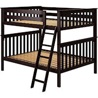 Cambridge 1 Full/Full Bunk Bed in Espresso w/ Angle Ladder