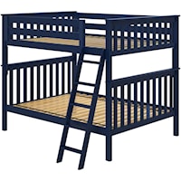 Cambridge 1 Full/Full Bunk Bed in Blue w/Angle Ladder