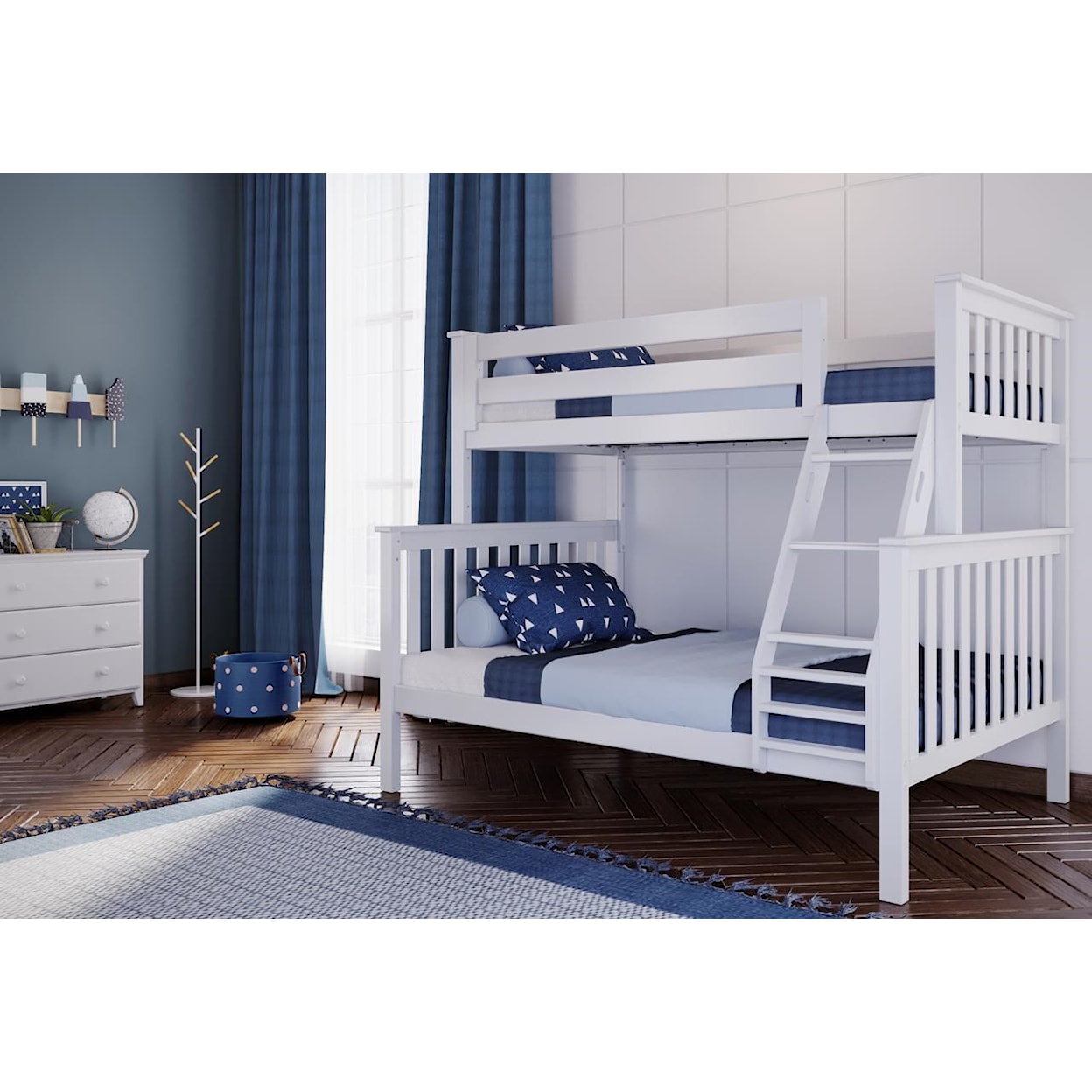 Jackpot Kids Bunk Beds Kent Twin/Full Bunk Bed in White