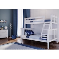 Kent Twin/Full Bunk Bed in White w/Angle Ladder