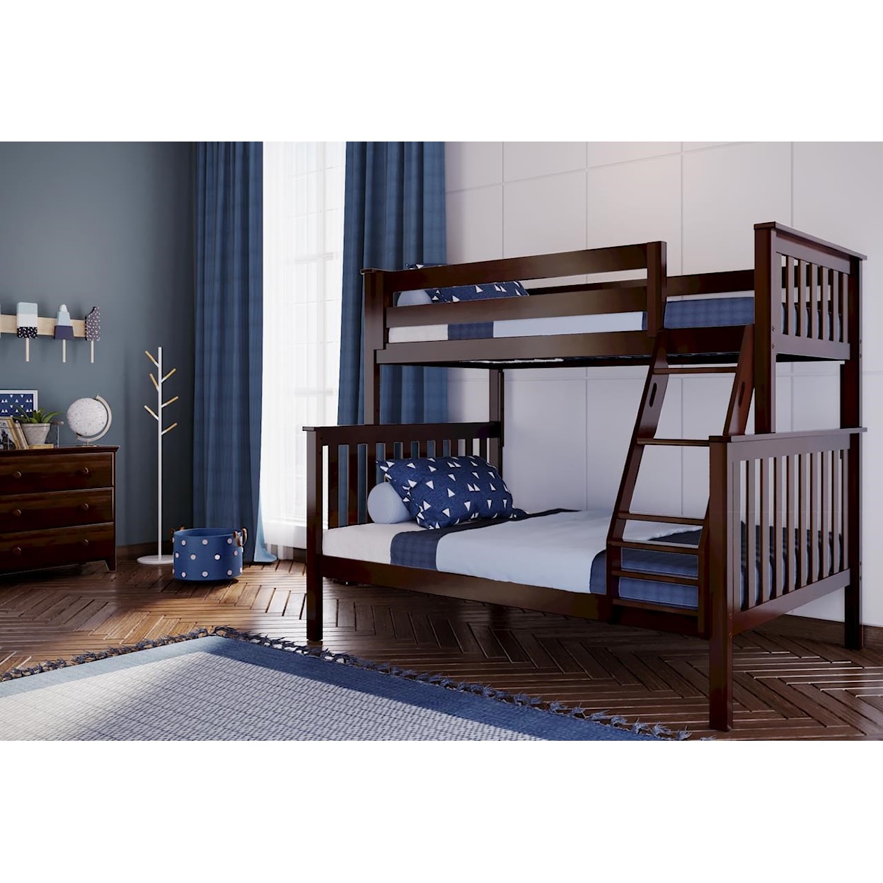 Jackpot Kids Bunk Beds Kent Twin/Full Bunk Bed in Espresso