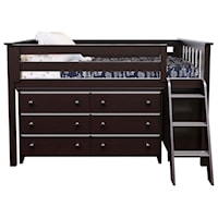 Windsor Youth Twin Loft Bed w/ 6 Drawer & 3 Drawer Dresser in Espresso