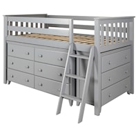 Windsor Youth Twin Loft Bed w/ 6 Drawer & 3 Drawer Dresser in Gray