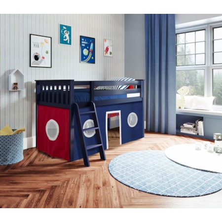 York 2 Low Loft Bed in Blue