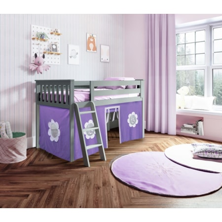 York 3 Low Loft Bed in Grey