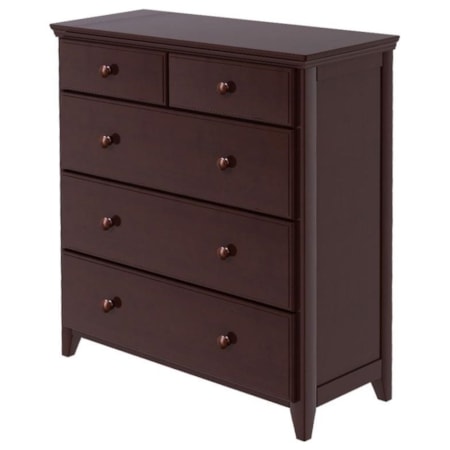 2 Over 3 Drawer Dresser in Espresso