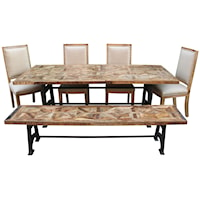 7 Piece Rectangular Dining Table and 6 Upholstered Side Chairs Set