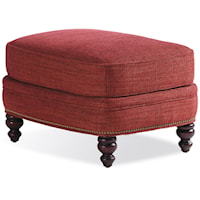 Upholstered Ottoman with Turned Post Feet