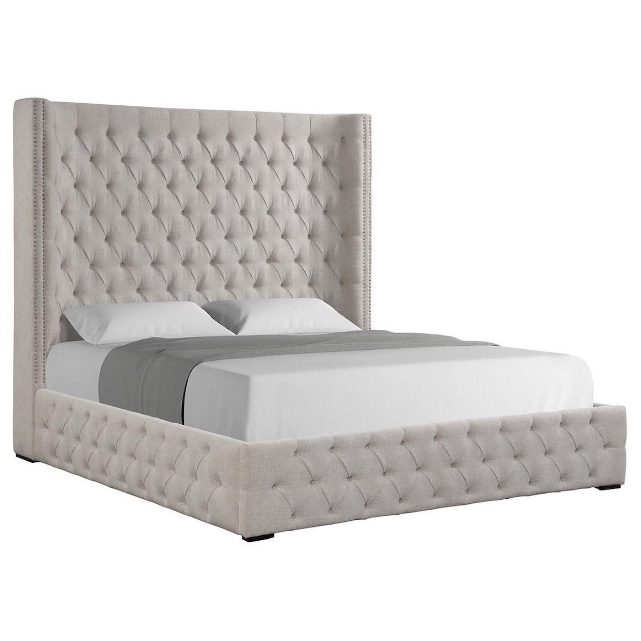 JGW Furniture Romance Linen King Upholstered Bed