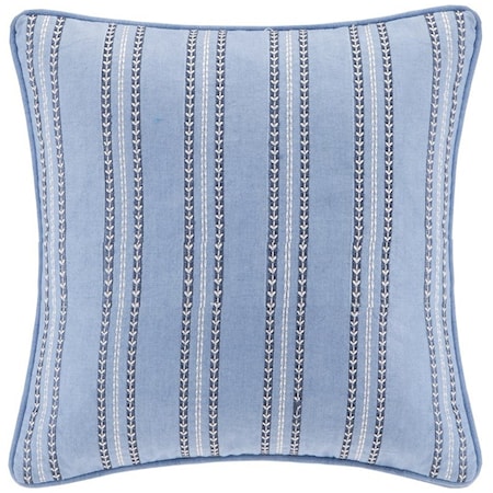 Striped Embroidery Square Pillow