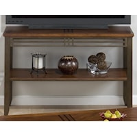 Sofa Table/Media Unit with Inlay Wood Top & Metal Apron and Legs