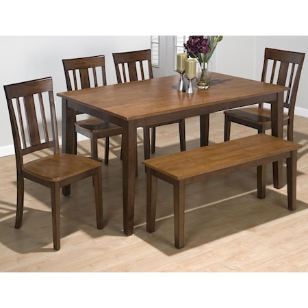Rectangle Table Set with 4 Chairs and Bench