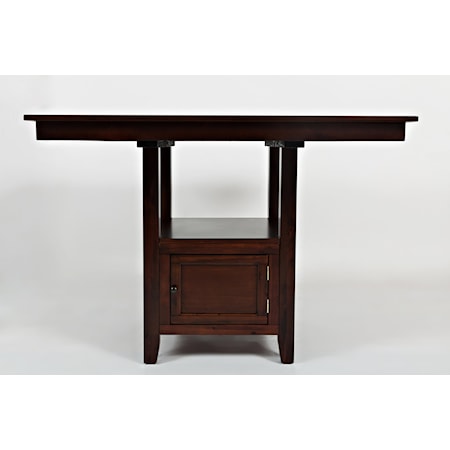 Casual Square Counter Height Table with Pedestal Storage