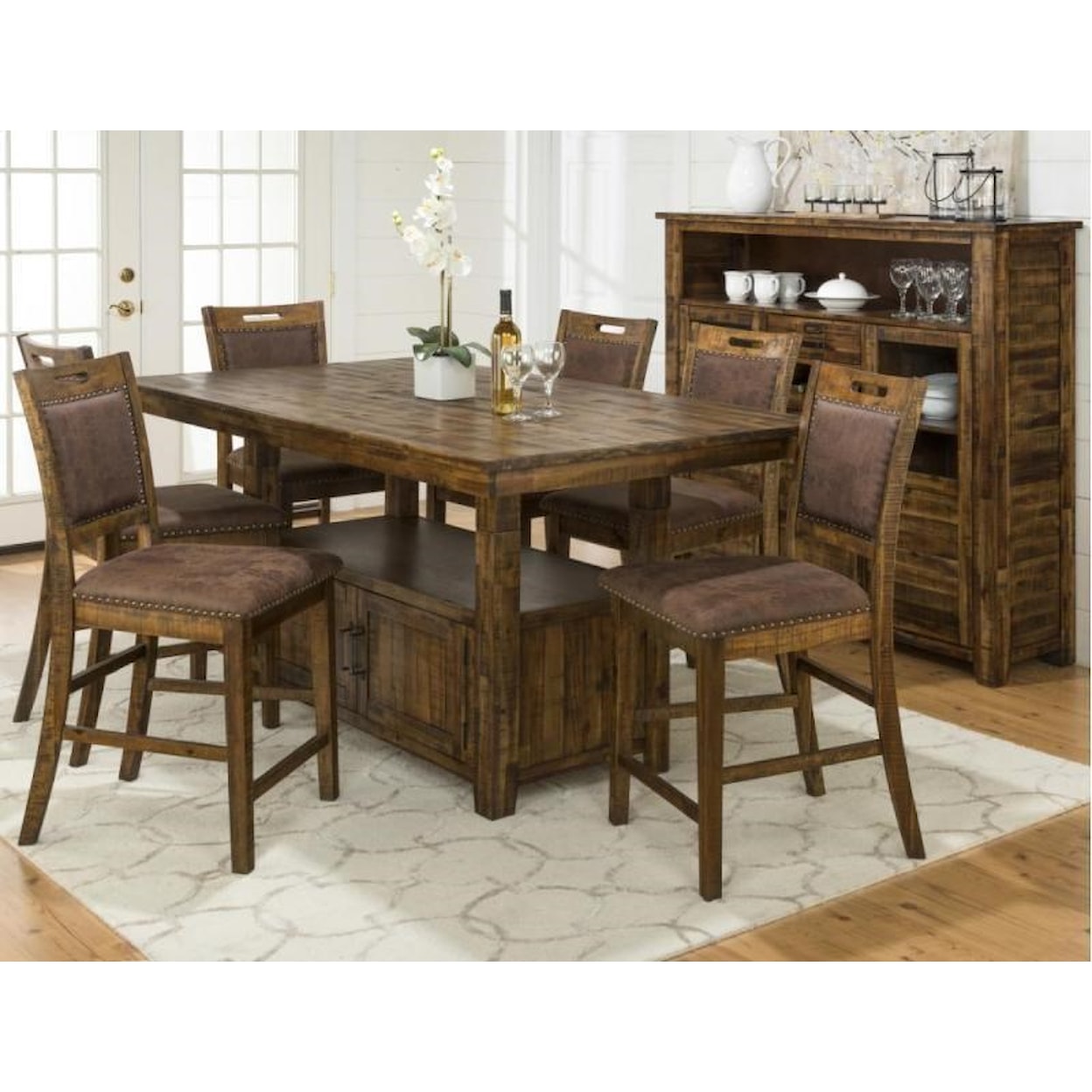 Jofran Cannon Valley Cannon Valley Counter Height Table & 4 Stool