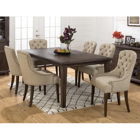 Large Table and Upholstered Chair Set