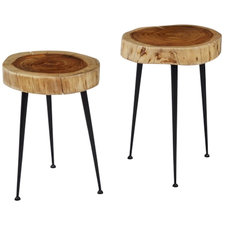 Wood and Iron Accent Tables (Set of 2)