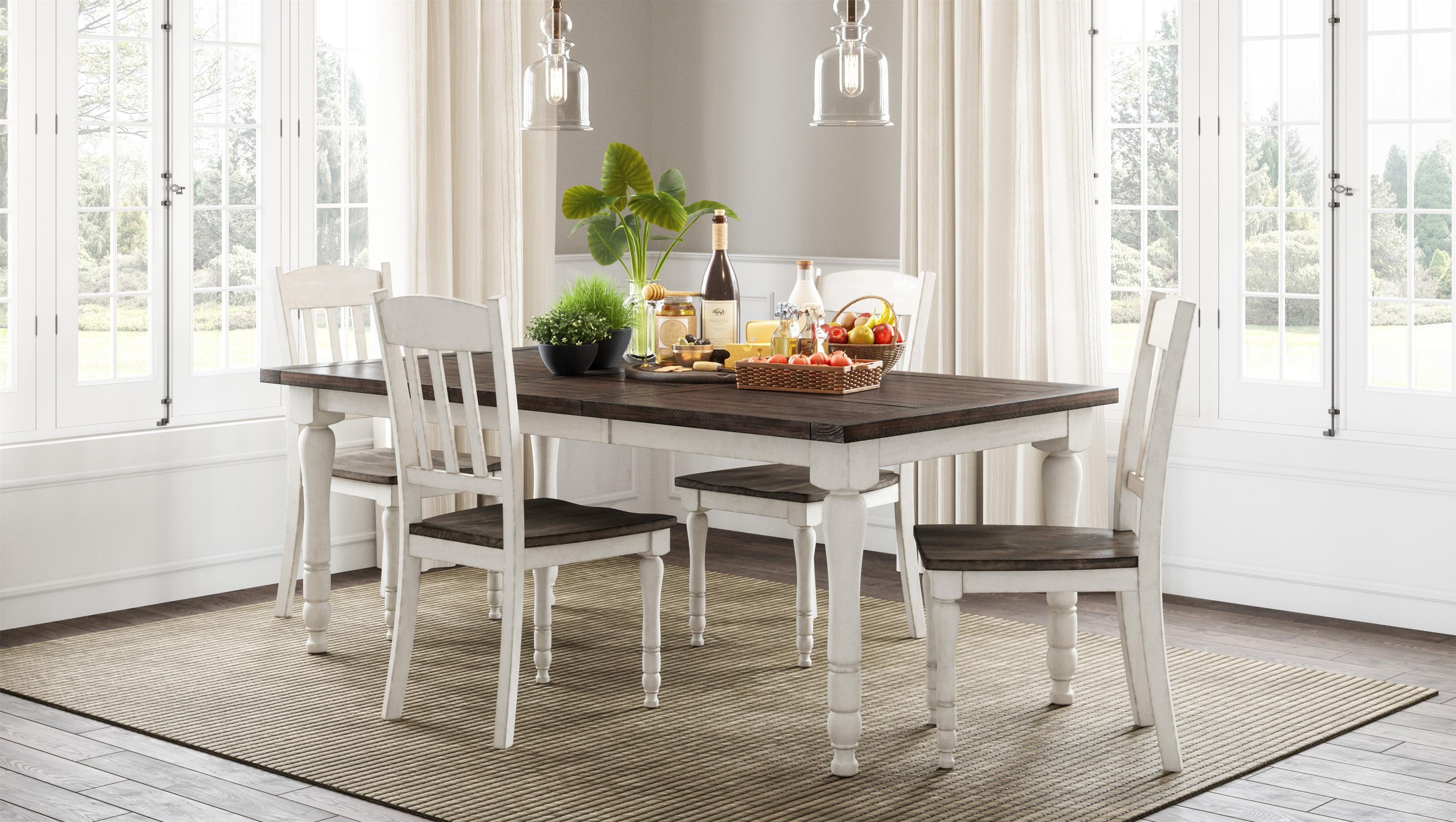 6-Piece Table and Ladderback Chair Set with Dining Bench