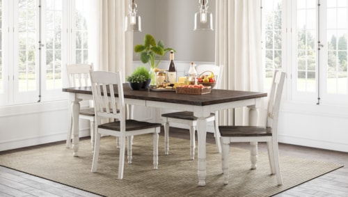 6-Piece Table and Ladderback Chair Set with Dining Bench
