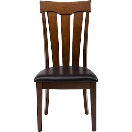 Slat Back Chair with Upholstered Seat