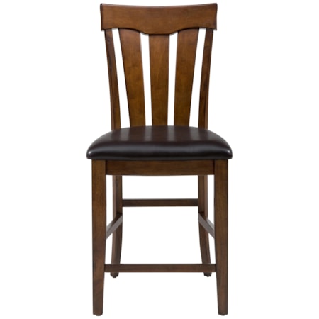 Slat Back Stool with Upholstered Seat