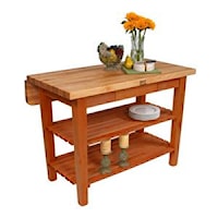 Kitchen Island with Butcher Block Top and Drop Leaf