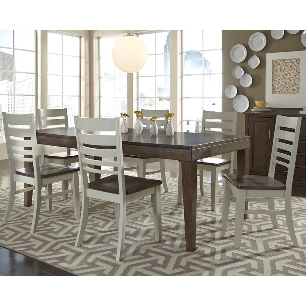 Contemporary Table and Chair Set with Panel Back Chairs