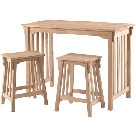 3-Piece Mission Gathering Table & Stool Set