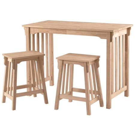 3-Piece Mission Gathering Table & Stool Set