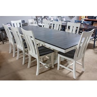 Double Pedestal Rectangular Dining Table with 8 Side Chairs