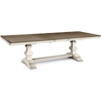 Double Pedestal Rectangular Table with Leaf
