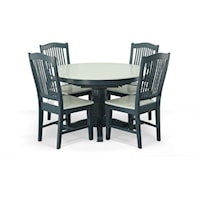 48 Inch Round Dining Table with Leaf Extension and 4 Stafford Side Chairs